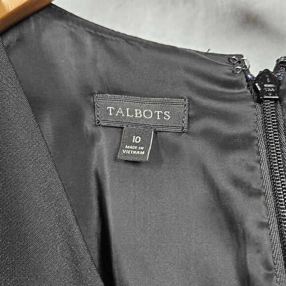 Talbots Dress Womens 10 Minimalist Black Sleeveless Knee Length Office Ruffle - Picture 5 of 12